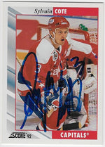 Sylvain Cote Signed 1992-93 Score Hockey Card - Washington Capitals