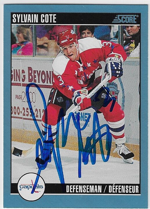 Sylvain Cote Signed 1992-93 Score Canadian Hockey Card - Washington Capitals