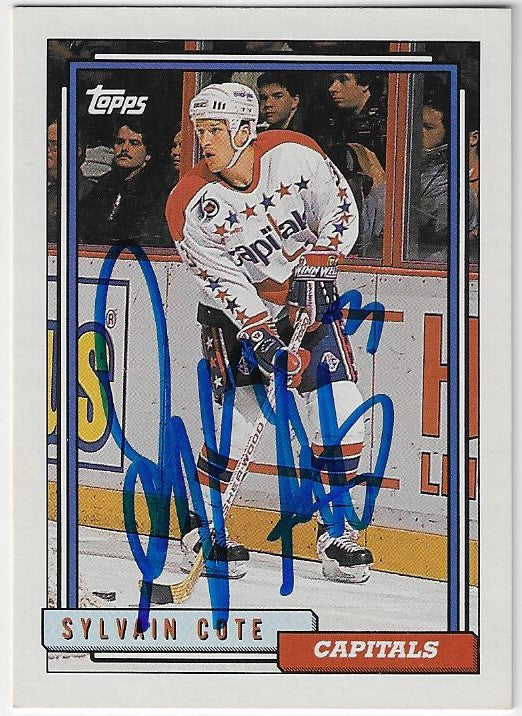 Sylvain Cote Signed 1992-93 Topps Hockey Card - Washington Capitals