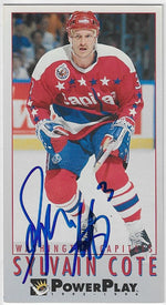 Sylvain Cote Signed 1993-94 Fleer Power Play Hockey Card - Washington Capitals