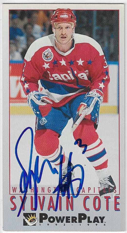 Sylvain Cote Signed 1993-94 Fleer Power Play Hockey Card - Washington Capitals