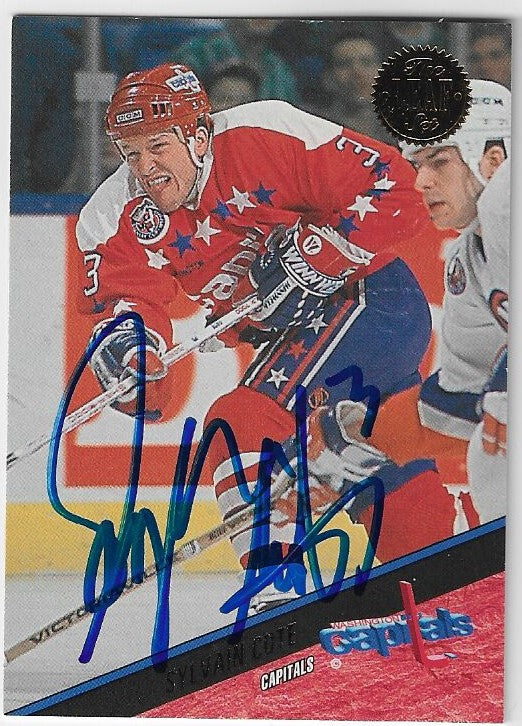 Sylvain Cote Signed 1993-94 Leaf Hockey Card - Washington Capitals