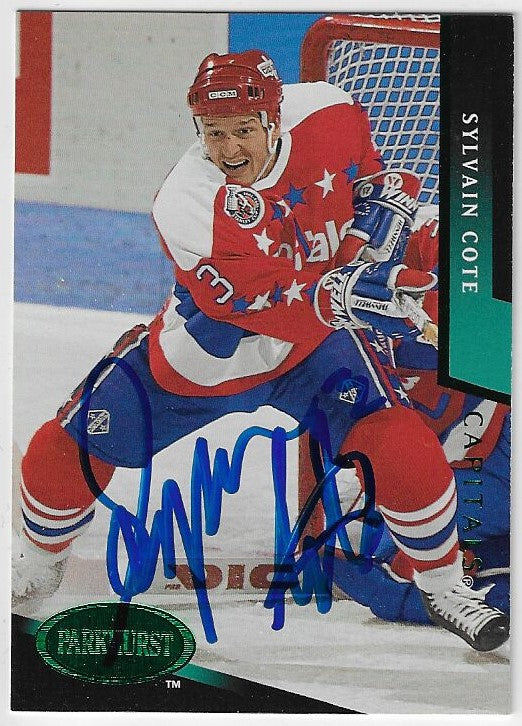 Sylvain Cote Signed 1993-94 Parkhurst Emerald Ice Hockey Card - Washington Capitals