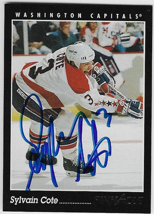 Sylvain Cote Signed 1993-94 Pinnacle Hockey Card - Washington Capitals