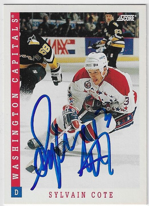 Sylvain Cote Signed 1993-94 Score (Canadian) Hockey Card - Washington Capitals