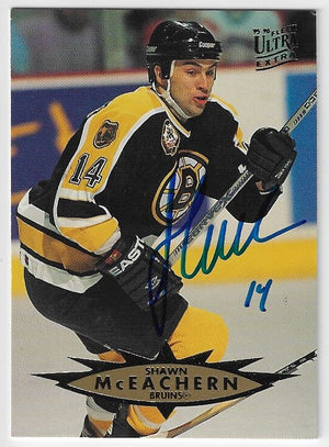 Shawn McEachern Signed 1995-96 Fleer Ultra Hockey Card - Boston Bruins