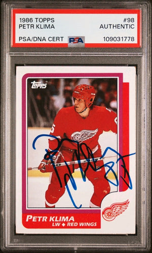 Petr Klima Signed 1986-87 Topps Hockey Card - Detroit Red Wings - PSA/DNA