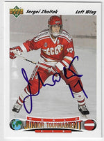 Sergei Zholtok Signed 1991-92 Upper Deck Hockey Card - Team Russia / CCCP