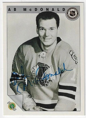 Ab McDonald Signed 1991 - 92 Ultimate Original Six Hockey Card - Chicago Blackhawks - PastPros