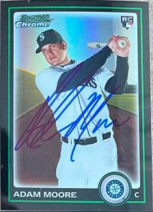 Adam Moore Signed 2010 Bowman Draft Picks & Prospects Chrome Refractors Baseball Card - Seattle Mariners
