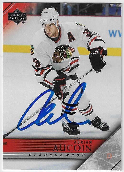 Adrian Aucoin Signed 2005-06 Upper Deck Hockey Card - Chicago Blackhawks