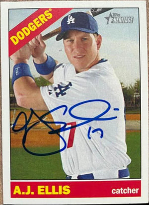 AJ Ellis Signed 2015 Topps Heritage Baseball Card - Los Angeles Dodgers - PastPros