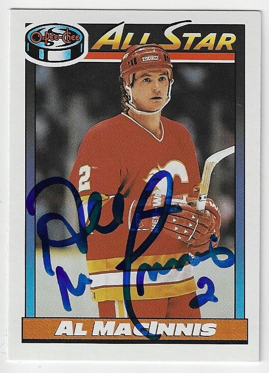 Al MacInnis Signed 1991-92 O-Pee-Chee All-Star Hockey Card - Calgary Flames