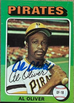Al Oliver Autographed 1975 Topps Baseball Card - Pittsburgh Pirates #555