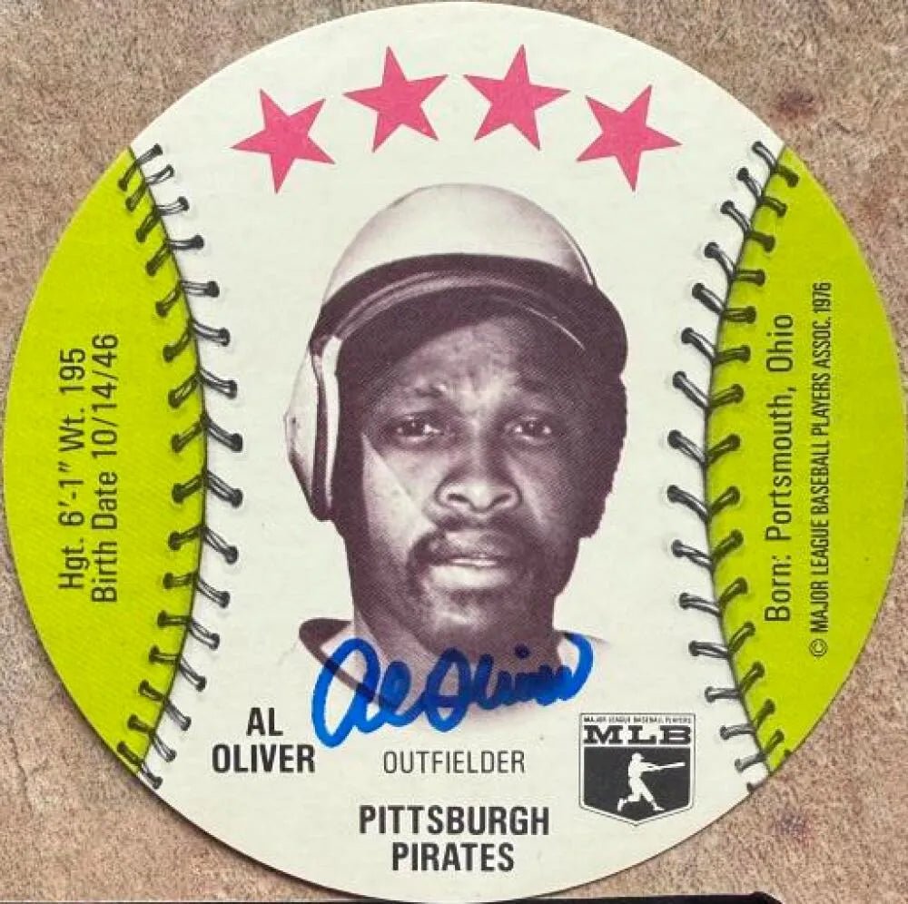 Al Oliver Autographed 1976 Isaly's / Sweet William Discs Baseball Card - Pittsburgh Pirates #NNO