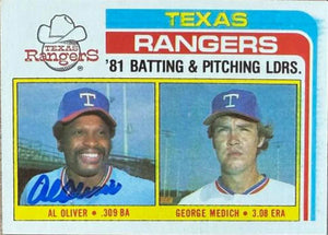 Al Oliver Autographed 1982 Topps Baseball Card - Texas Rangers #36