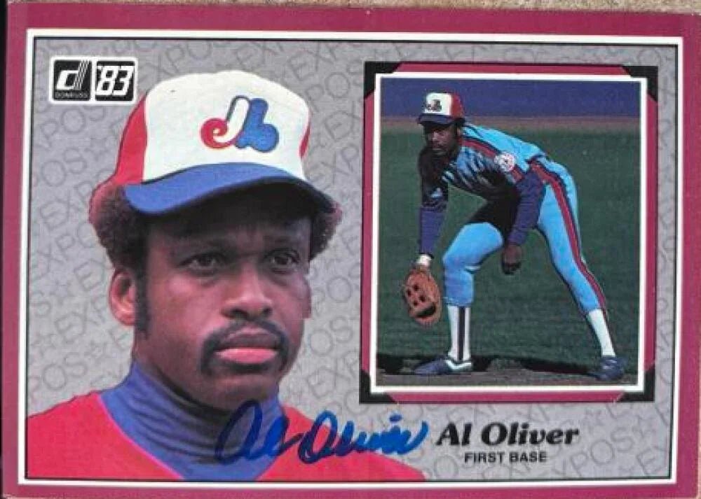 Al Oliver Autographed 1983 Donruss Action All-Stars Baseball Card - Montreal Expos #6