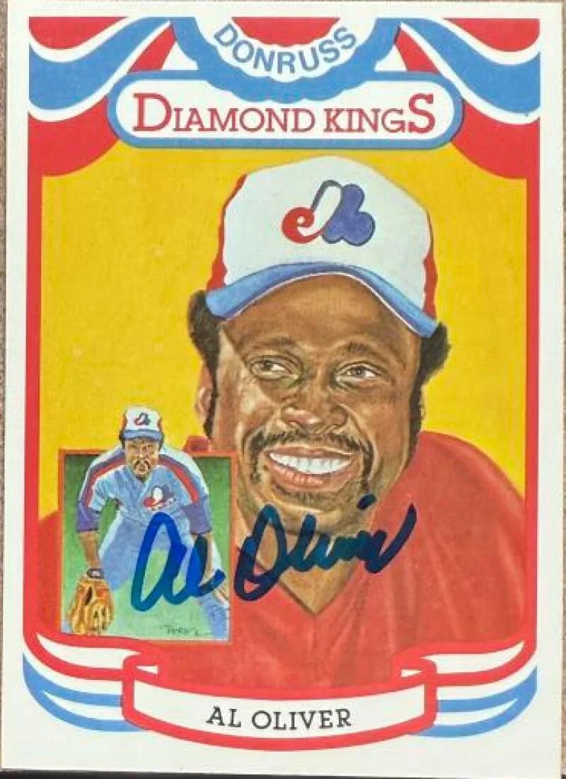 Al Oliver Autographed 1984 Donruss Baseball Card - Montreal Expos #9 Diamond Kings