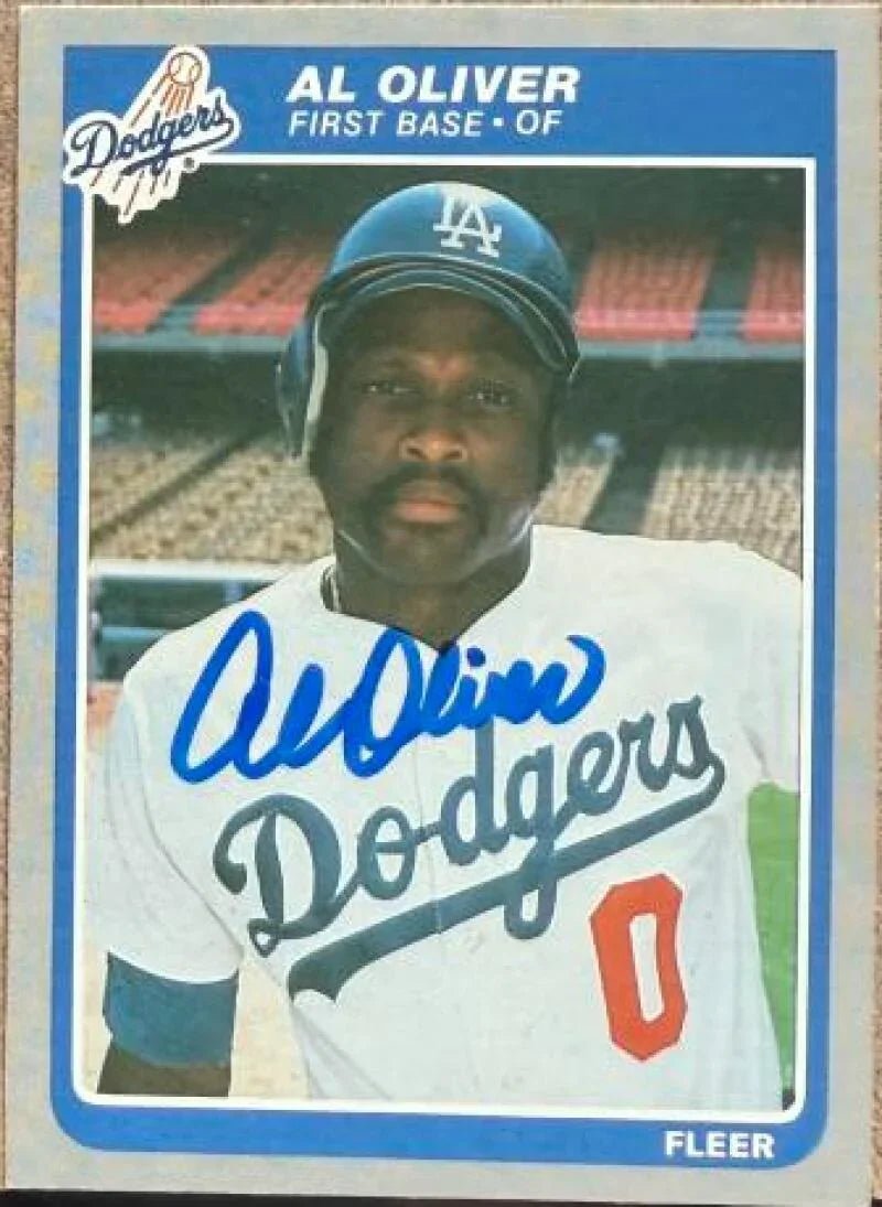 Al Oliver Autographed 1985 Fleer Update Baseball Card - Los Angeles Dodgers #84