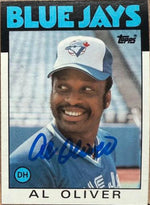 Al Oliver Autographed 1986 Topps Baseball Card - Toronto Blue Jays #775