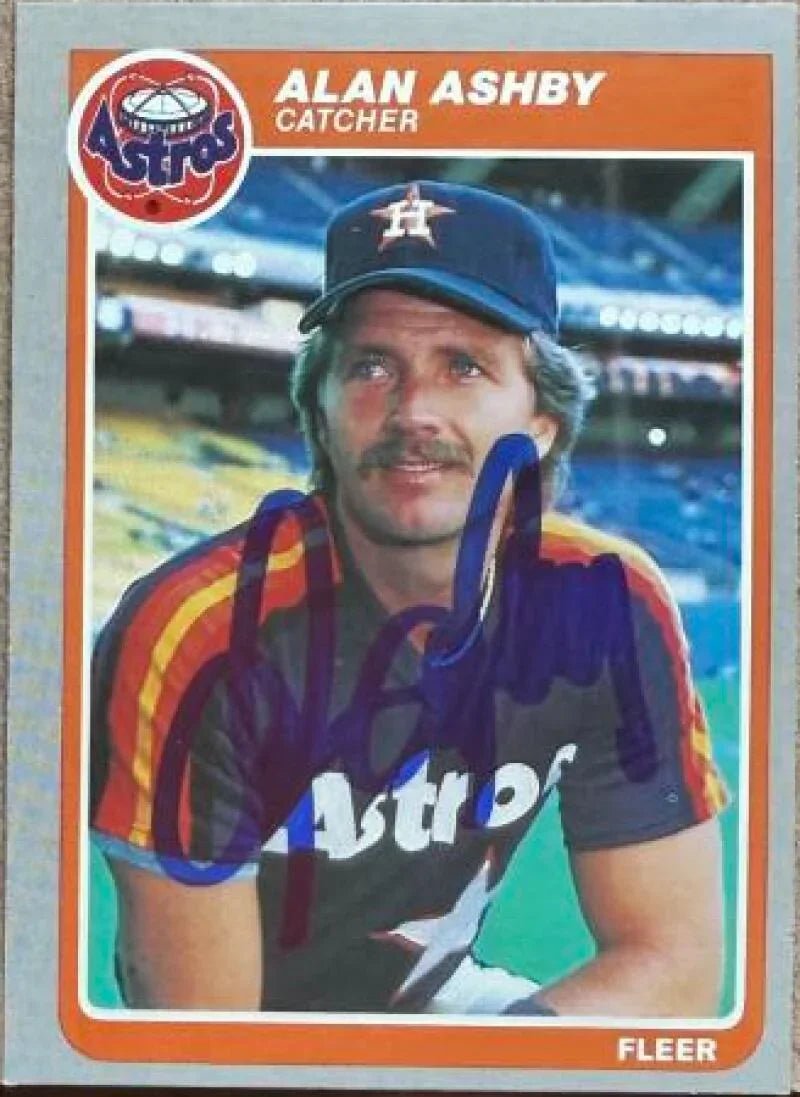 Alan Ashby Signed 1985 Fleer Baseball Card - Houston Astros #343