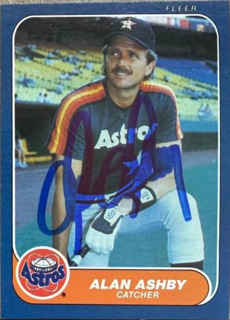 Alan Ashby Signed 1986 Fleer Baseball Card - Houston Astros #292