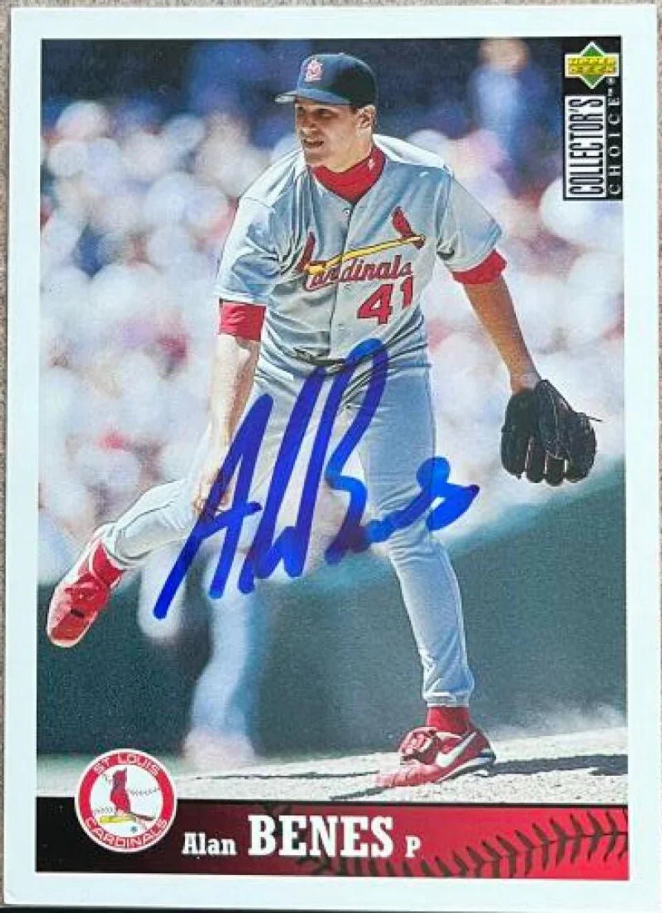 Alan Benes Signed 1997 Collector's Choice Baseball Card - St Louis Cardinals - PastPros