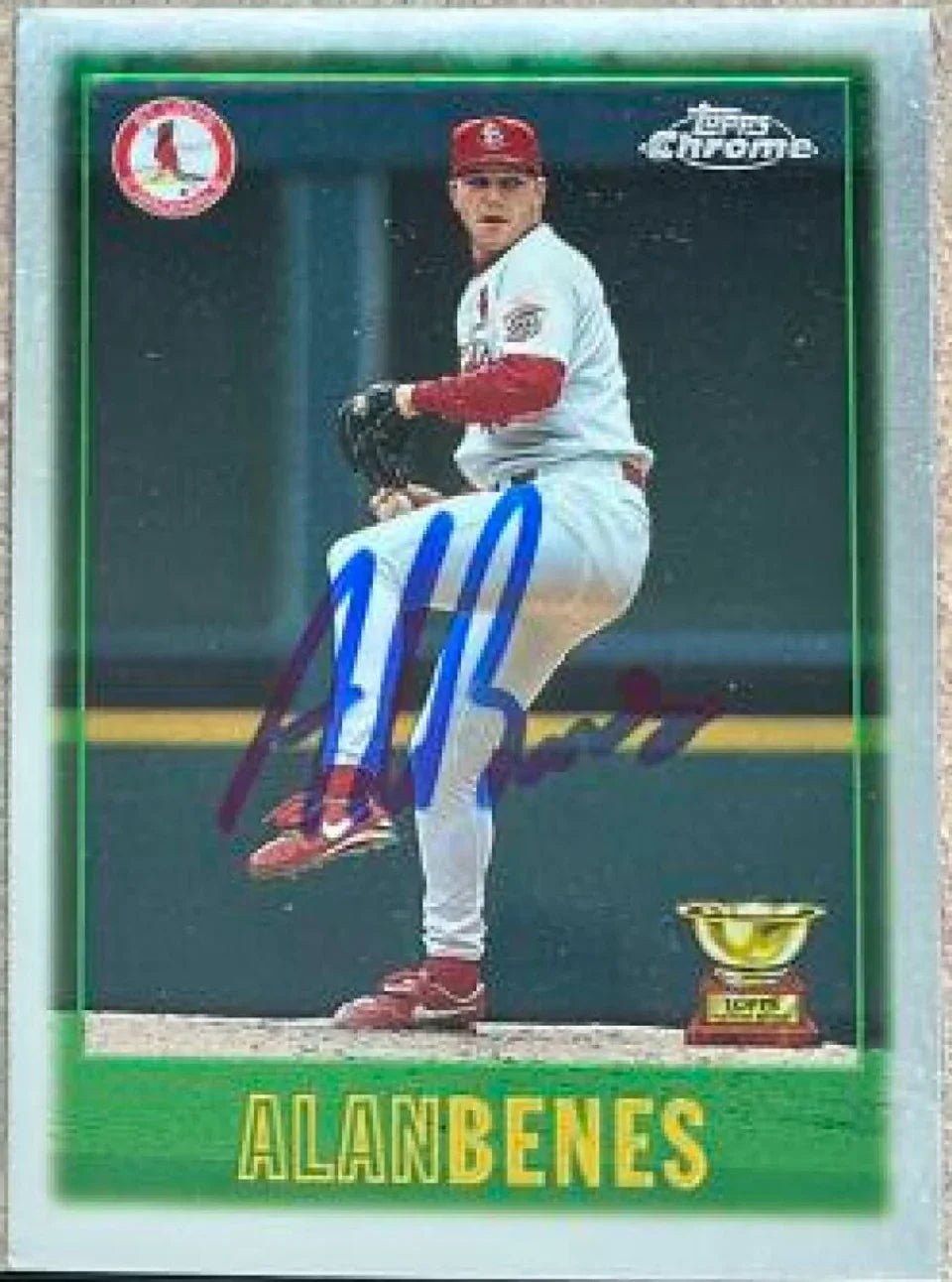 Alan Benes Signed 1997 Topps Chrome Baseball Card - St Louis Cardinals