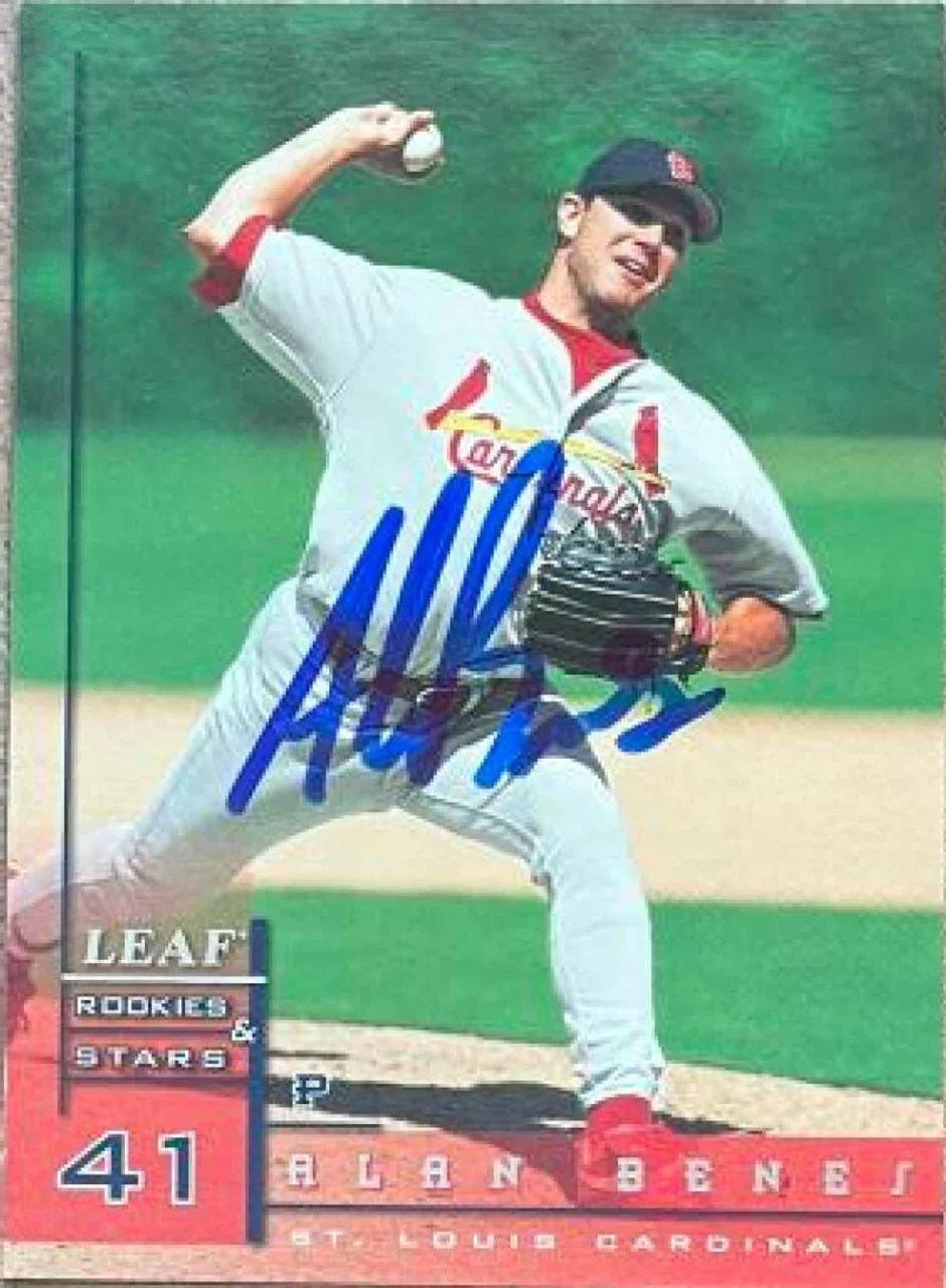 Alan Benes Signed 1998 Leaf Rookies & Stars Baseball Card - St Louis Cardinals - PastPros