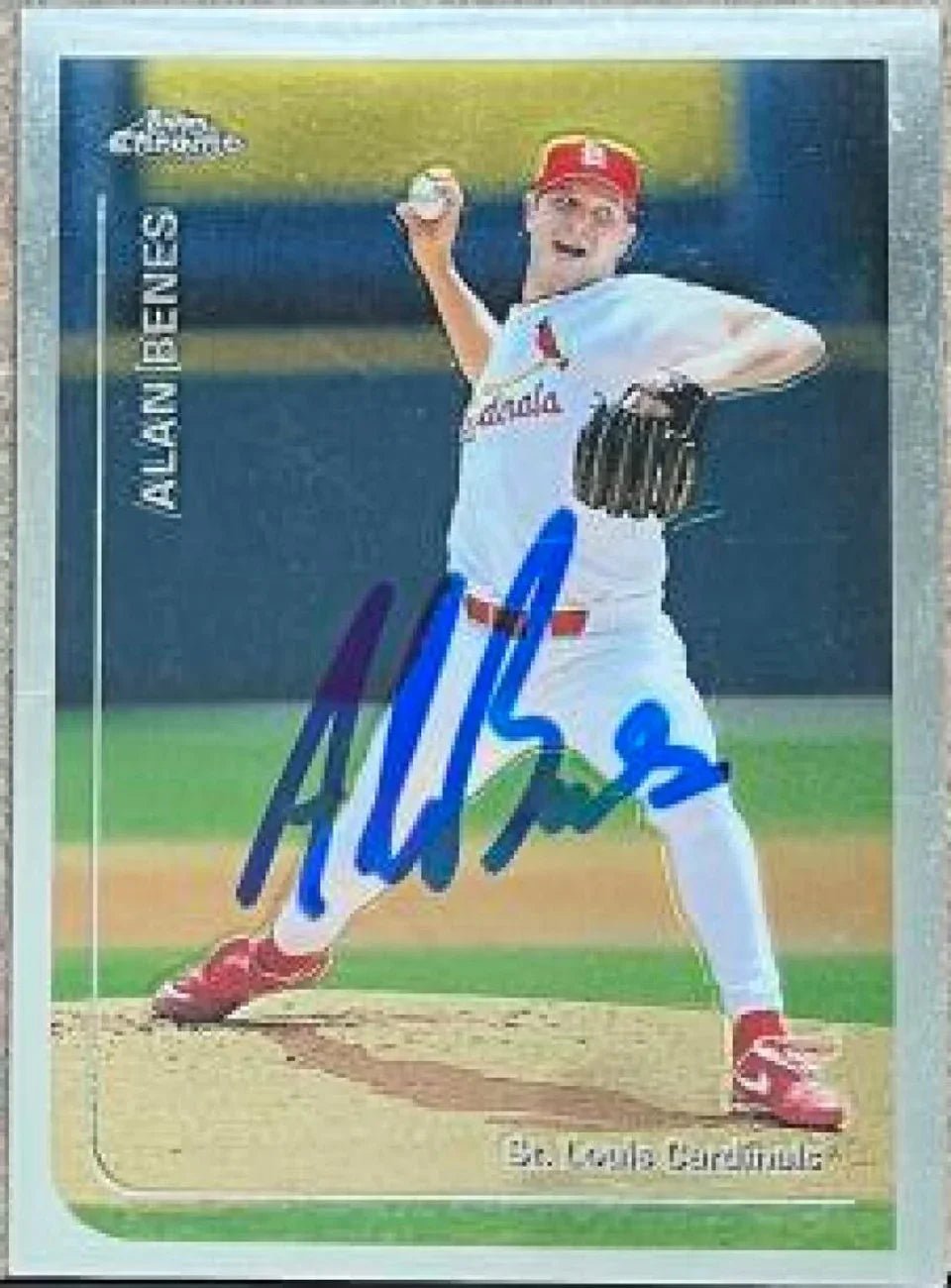 Alan Benes Signed 1999 Topps Chrome Baseball Card - St Louis Cardinals