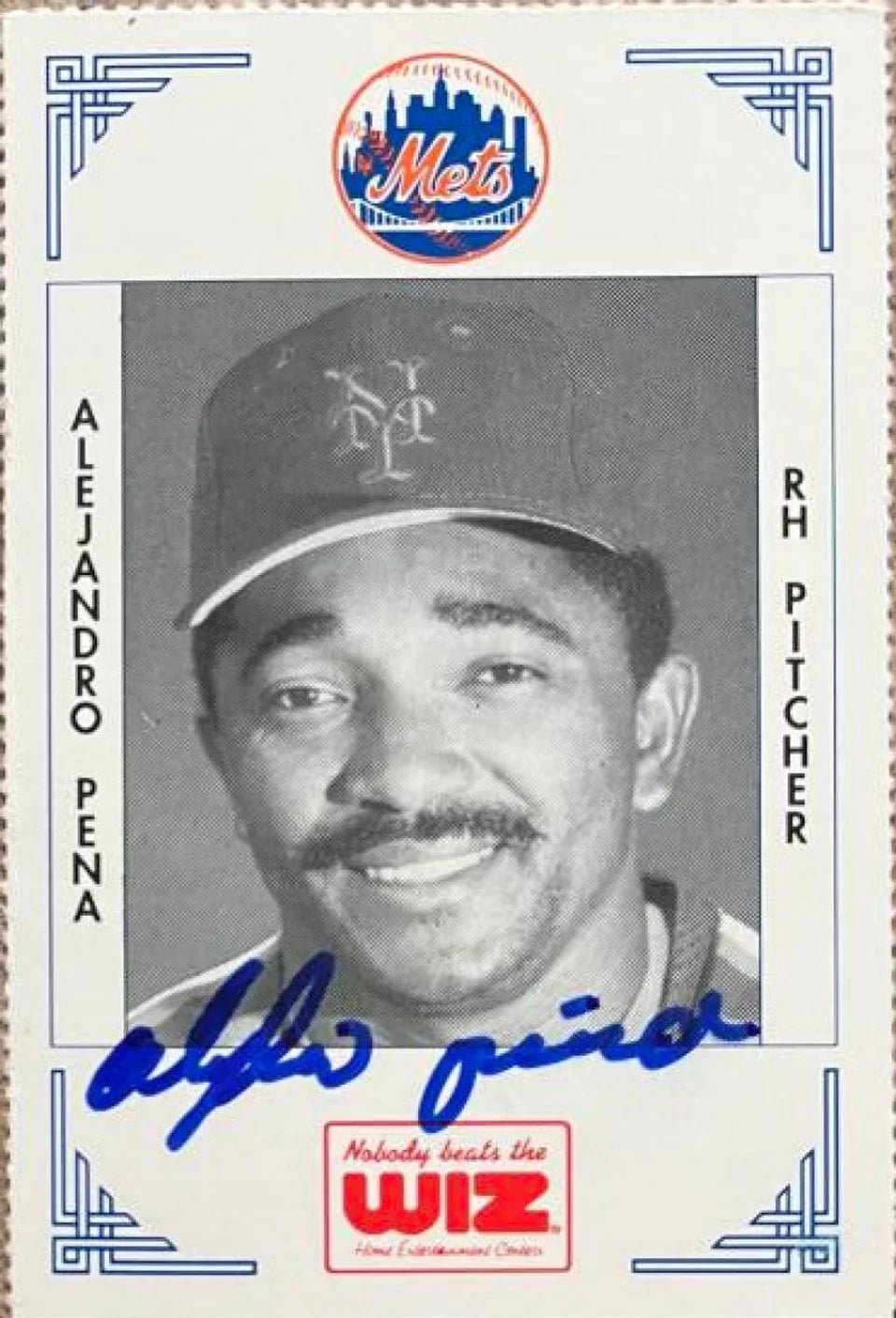 Alejandro Pena Signed 1993 WIZ Baseball Card - New York Mets - PastPros