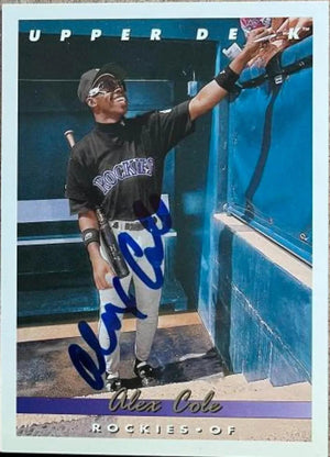 Alex Cole Signed 1993 Upper Deck Baseball Card - Colorado Rockies - PastPros