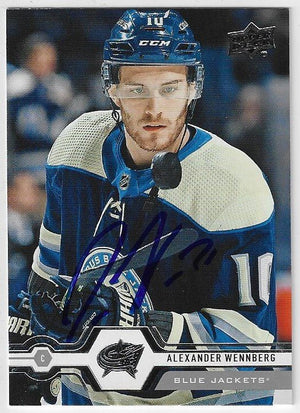 Alexander Wennberg Signed 2019 - 20 Upper Deck Hockey Card - Columbus Blue Jackets - PastPros