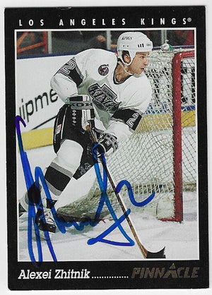 Alexei Zhitnik Signed 1993 - 94 Pinnacle Hockey Card - Los Angeles Kings - PastPros