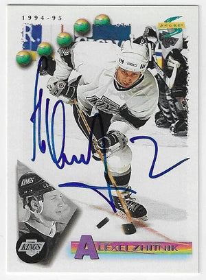 Alexei Zhitnik Signed 1994 - 95 Score Hockey Card - Los Angeles Kings - PastPros