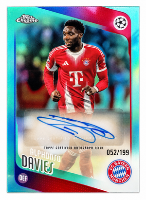 Alphonso Davies Signed 2025-26 Topps Chrome UEFA Competitions Aqua Soccer (Football) Card - FC Bayern Munchen /199 #CA-AD