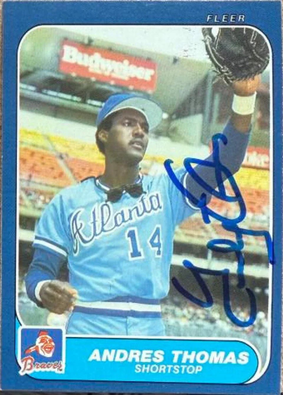 Andres Thomas Signed 1986 Fleer Update Baseball Card - Atlanta Braves