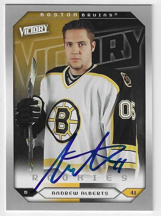 Andrew Alberts Signed 2005 - 06 Upper Deck Victory Hockey Card - Boston Bruins - PastPros