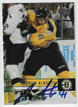 Andrew Alberts Signed 2006 - 07 Upper Deck Hockey Card - Boston Bruins - PastPros