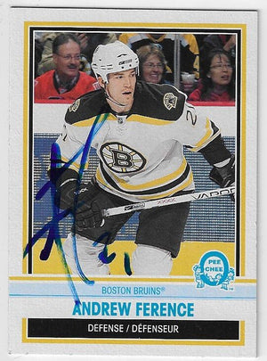 Andrew Ference Signed 2009 - 10 O - Pee - Chee Hockey Card - Boston Bruins - PastPros