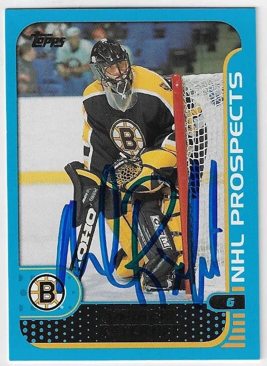Andrew Raycroft Signed 2001 - 02 Topps Hockey Card - Boston Bruins - PastPros