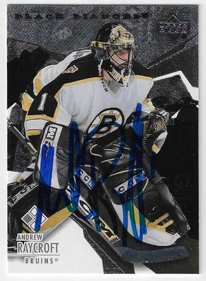 Andrew Raycroft Signed 2003 - 04 Upper Deck Black Diamond Hockey Card - Boston Bruins - PastPros