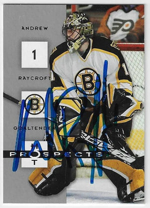 Andrew Raycroft Signed 2005 - 06 Fleer Hot Prospects Hockey Card - Boston Bruins - PastPros