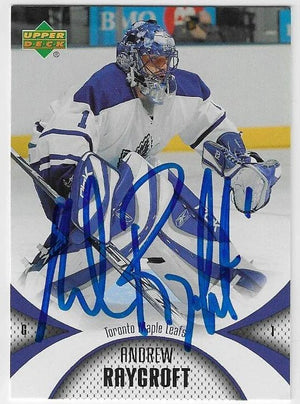 Andrew Raycroft Signed 2006 - 07 Upper Deck Mini Jersey Hockey Card - Toronto Maple Leafs - PastPros