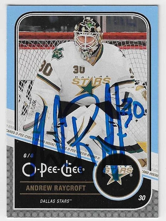 Andrew Raycroft Signed 2011-12 O-Pee-Chee Hockey Card - Dallas Stars