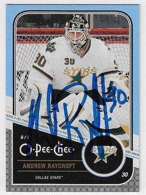 Andrew Raycroft Signed 2011-12 O-Pee-Chee Hockey Card - Dallas Stars