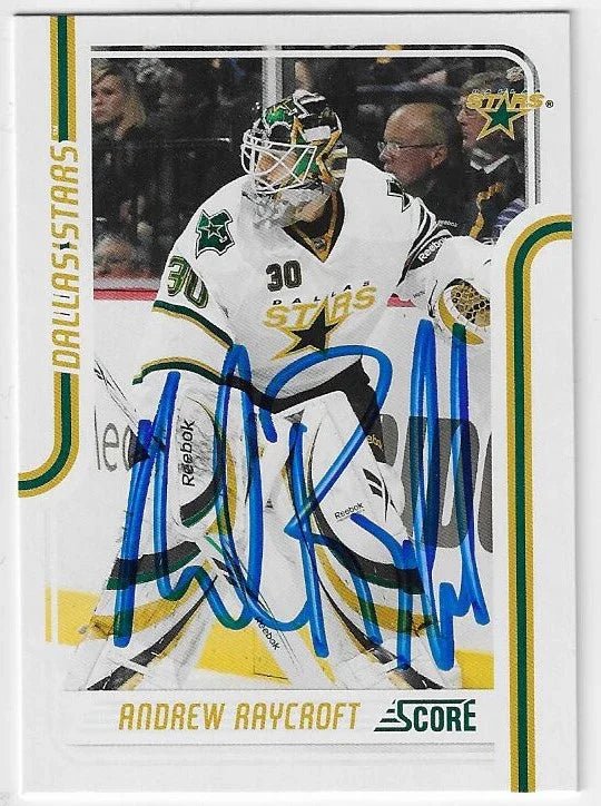 Andrew Raycroft Signed 2011-12 Score Hockey Card - Dallas Stars