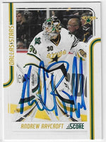 Andrew Raycroft Signed 2011-12 Score Hockey Card - Dallas Stars