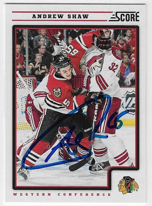 Andrew Shaw Signed 2012 - 13 Score Hockey Card - Chicago Blackhawks - PastPros