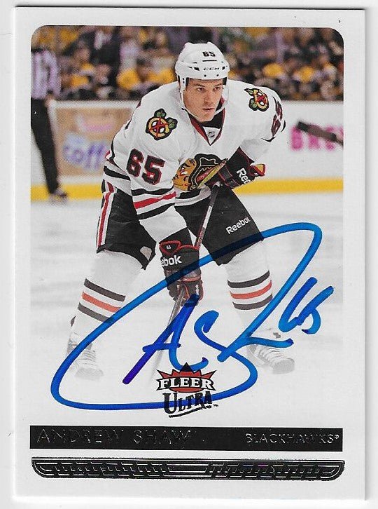 Andrew Shaw Signed 2014 - 15 Fleer Ultra Hockey Card - Chicago Blackhawks - PastPros